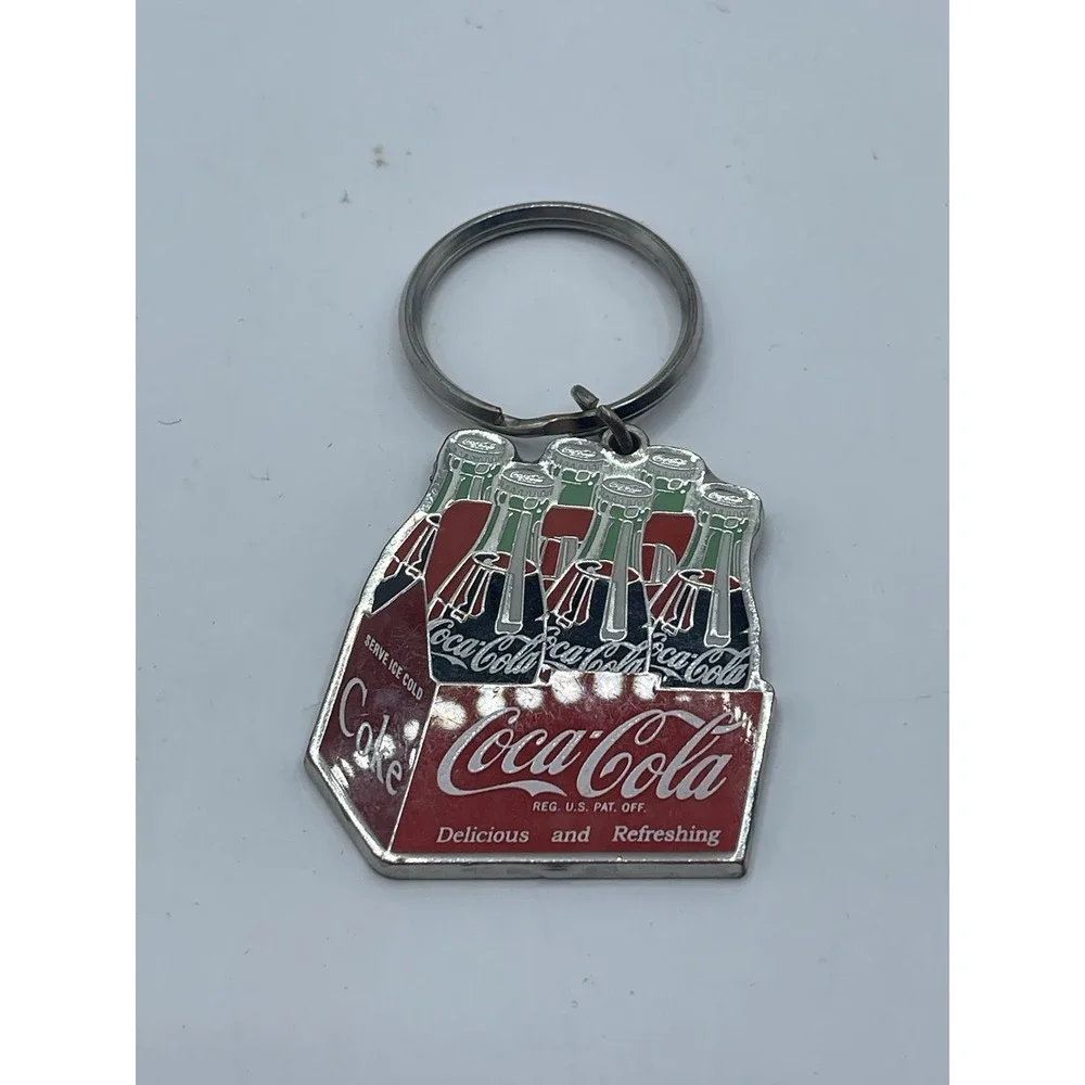 Vintage 2011 Coca-Cola Glass Bottle Box Enamel Key Chain Ring Keychain
